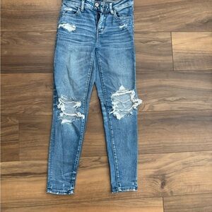 American Eagle Outfitters Ripped Blue Skinny Jeans